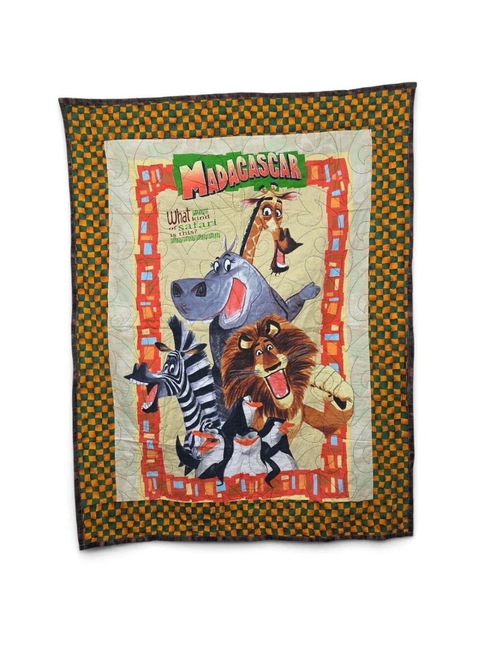 Madagascar Character Small Handmade Quilt Throw Blanket 39×50"